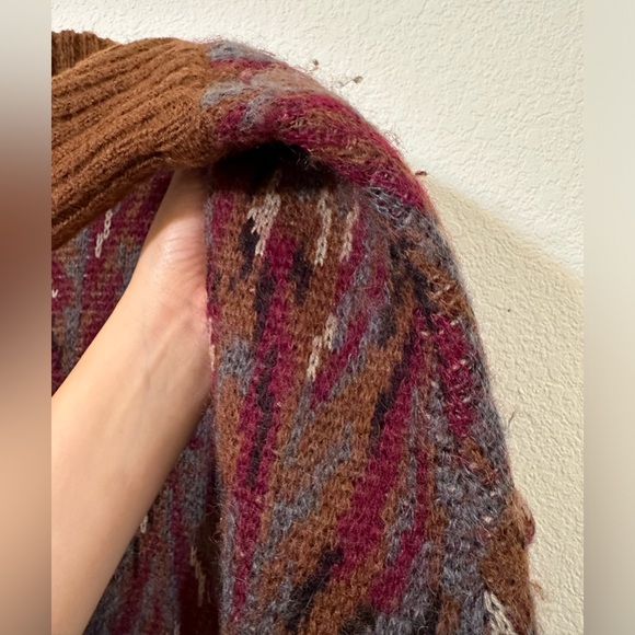 🧥 VINTAGE 🧥 MIXAGE Mohair Wool Button Sweater Brown Pattern Double-Breasted - Picture 11 of 13